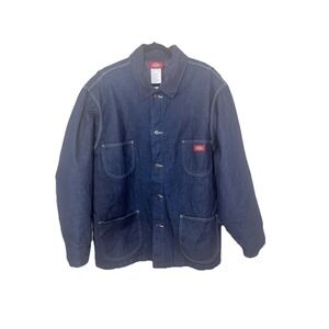 Vintage Y2K Dickies Blanket Lined Denim Chore Coat Mens 2XL Blue Utility Barn